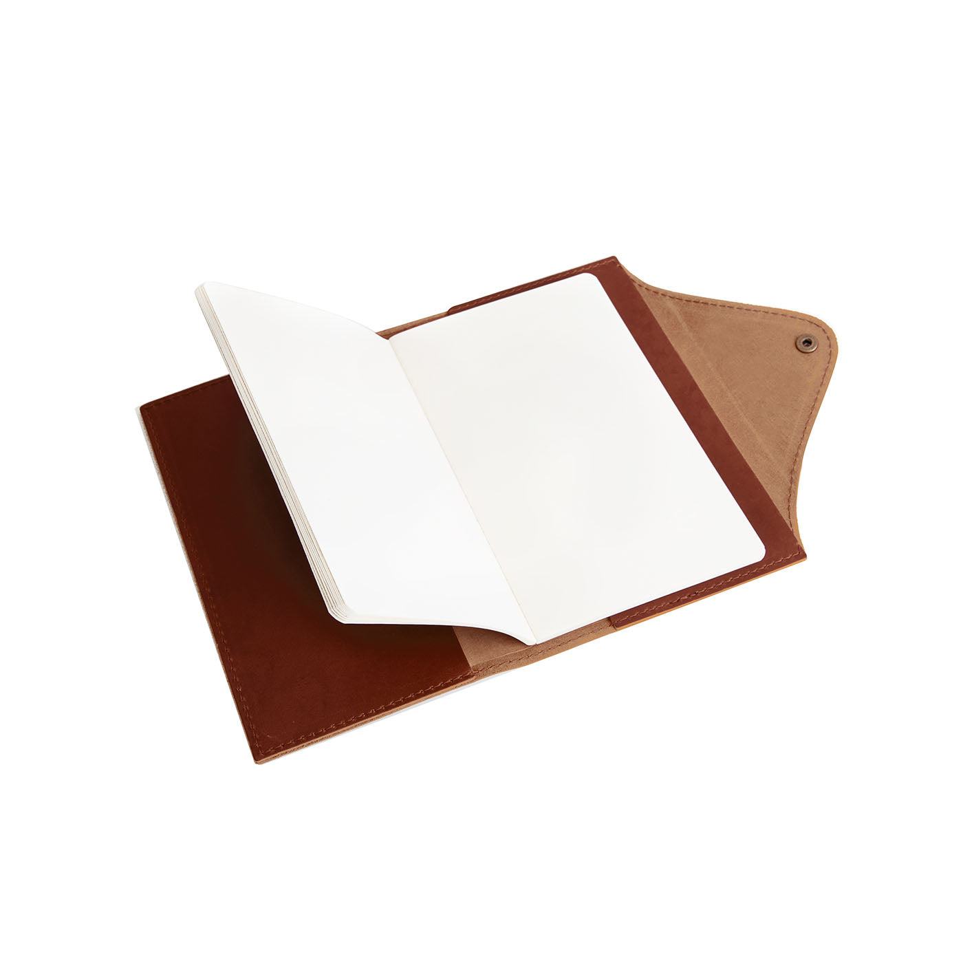 Refillable Leather Snap Journal with Pocket – Cream Paper