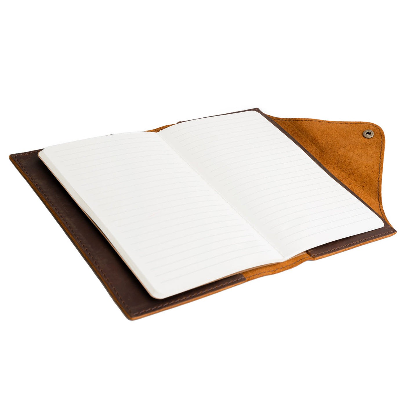 Refillable Leather Snap Journal with Pocket – Cream Paper