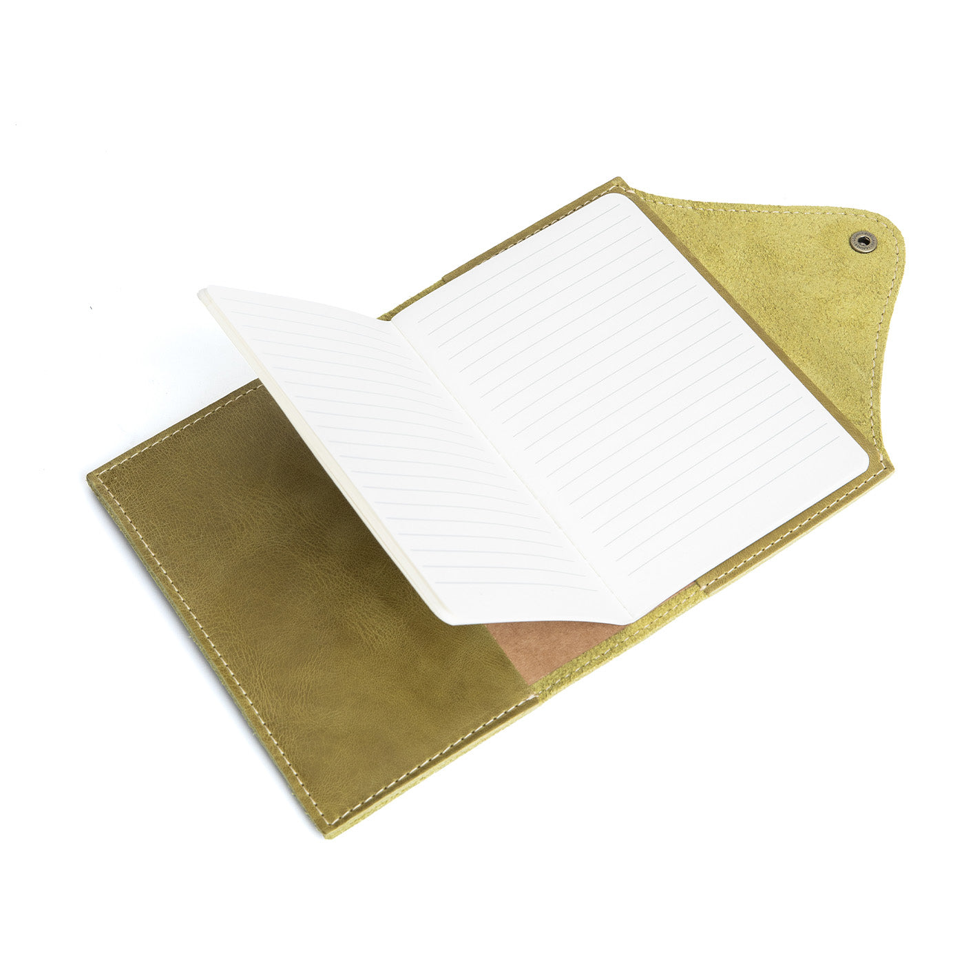 Refillable Leather Snap Journal with Pocket – Cream Paper