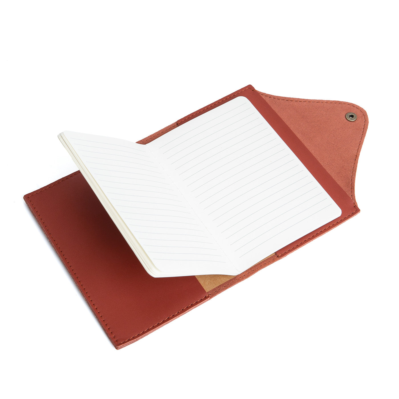 Refillable Leather Snap Journal with Pocket – Cream Paper
