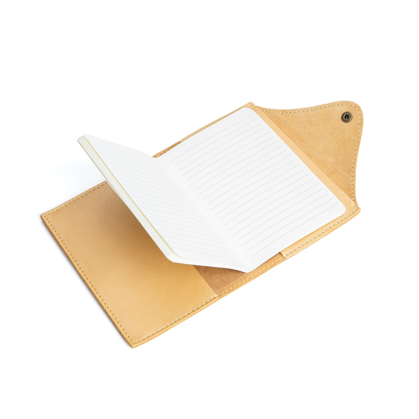 Refillable Leather Snap Journal with Pocket – Cream Paper
