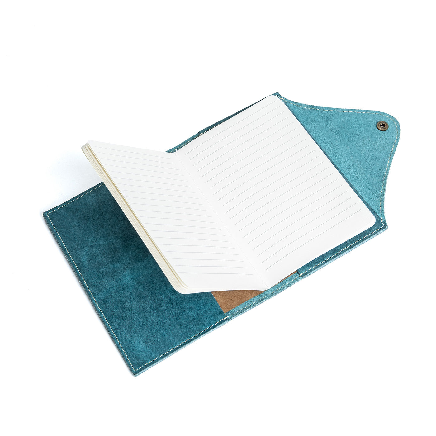 Refillable Leather Snap Journal with Pocket – Cream Paper