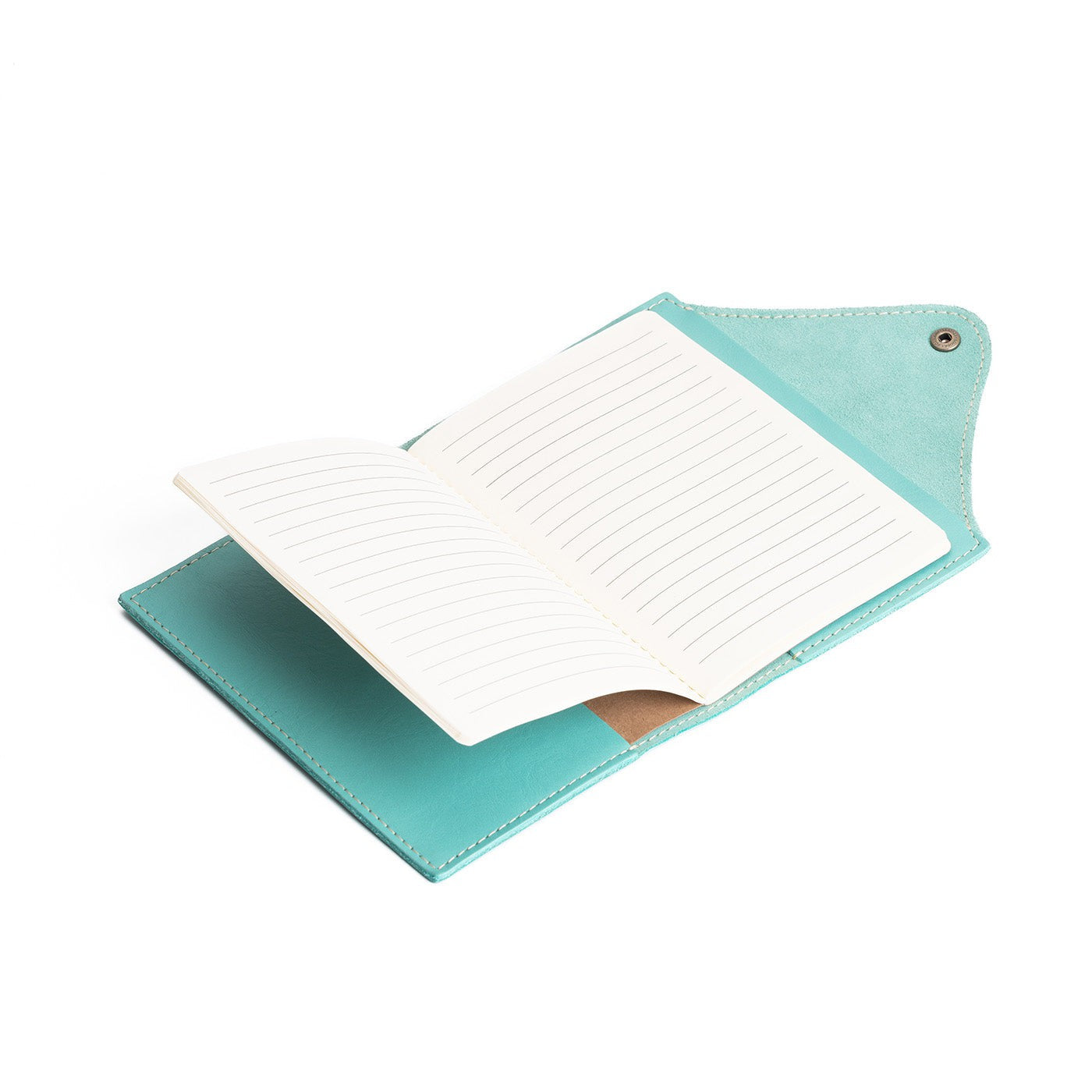 Refillable Leather Snap Journal with Pocket – Cream Paper