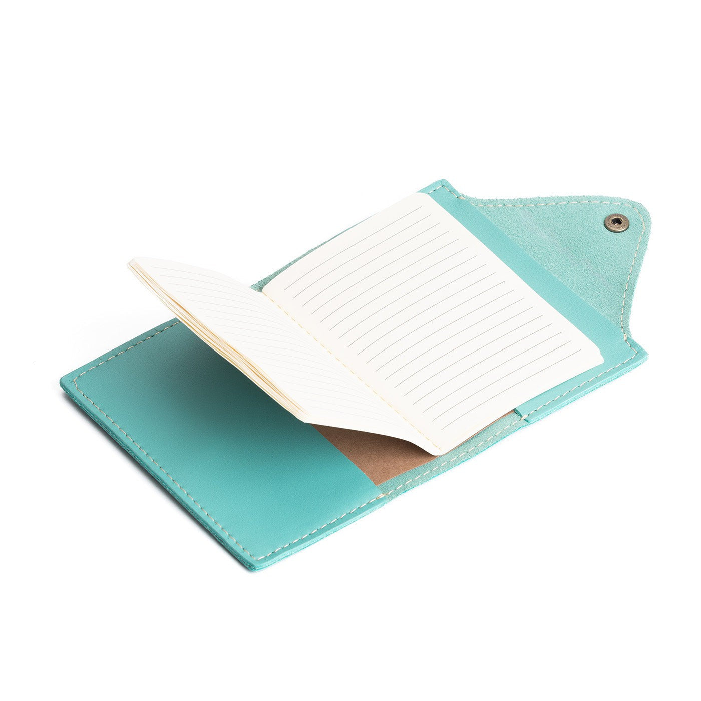 Refillable Leather Snap Journal with Pocket – Cream Paper