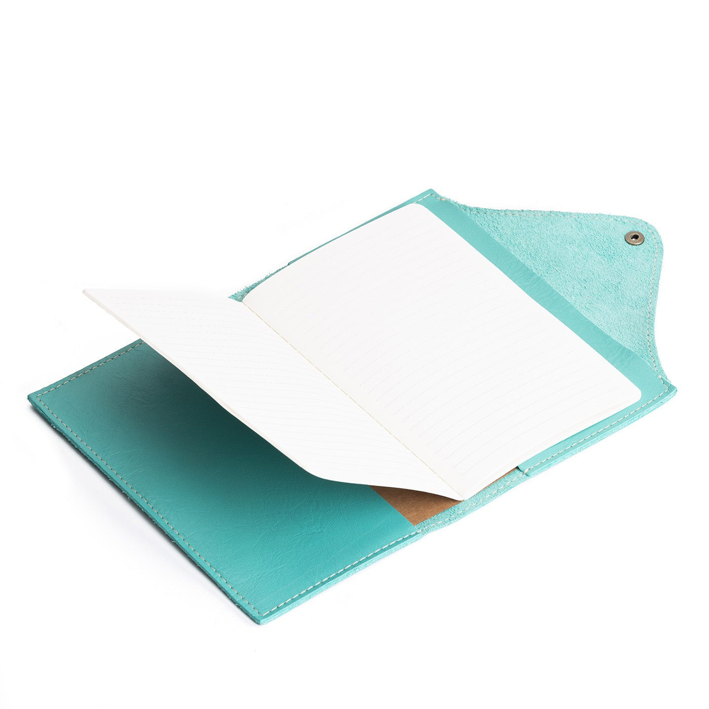 Refillable Leather Snap Journal with Pocket – Cream Paper