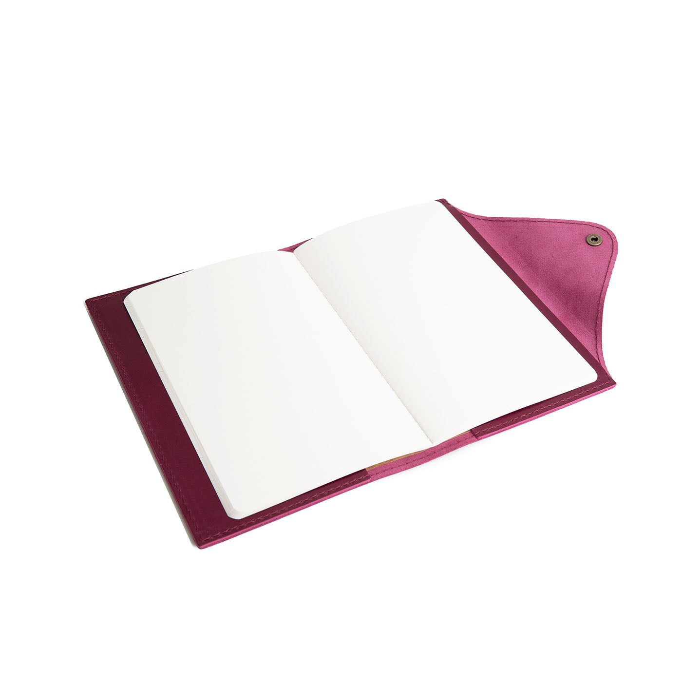 Refillable Leather Snap Journal with Pocket – Cream Paper