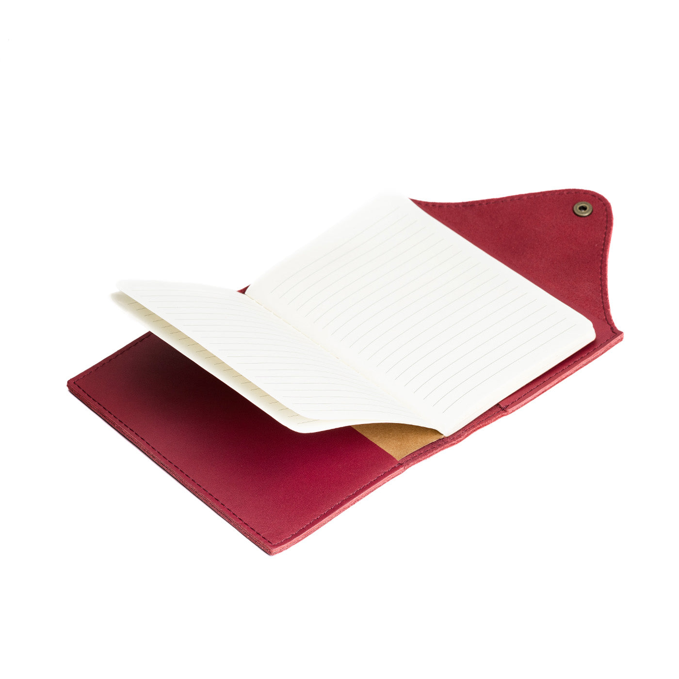 Refillable Leather Snap Journal with Pocket – Cream Paper
