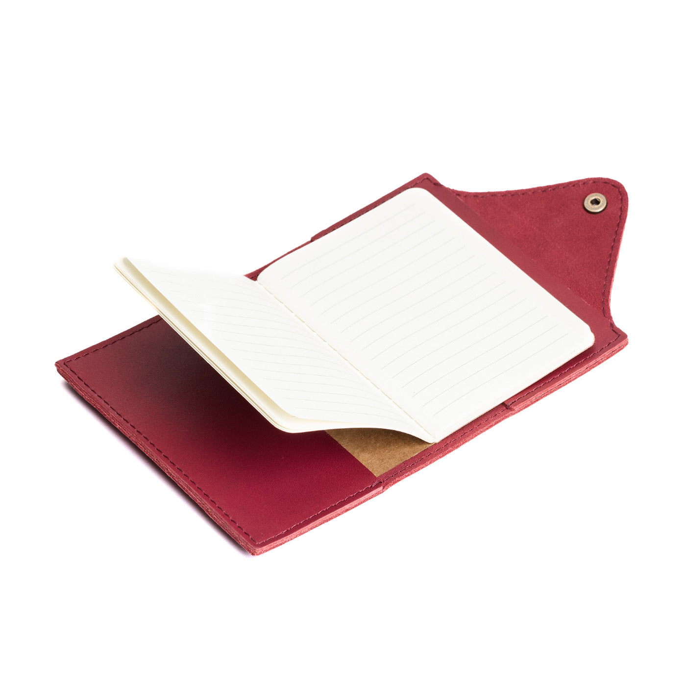 Refillable Leather Snap Journal with Pocket – Cream Paper