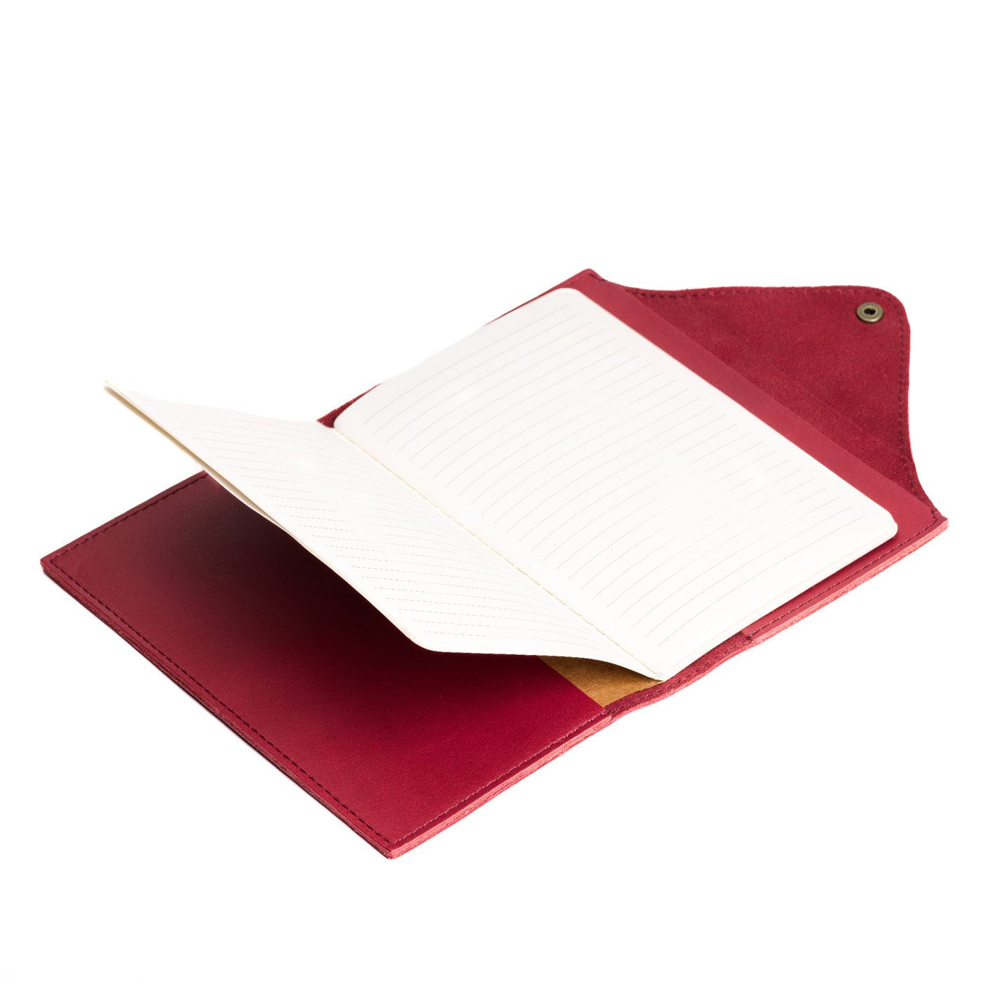 Refillable Leather Snap Journal with Pocket – Cream Paper