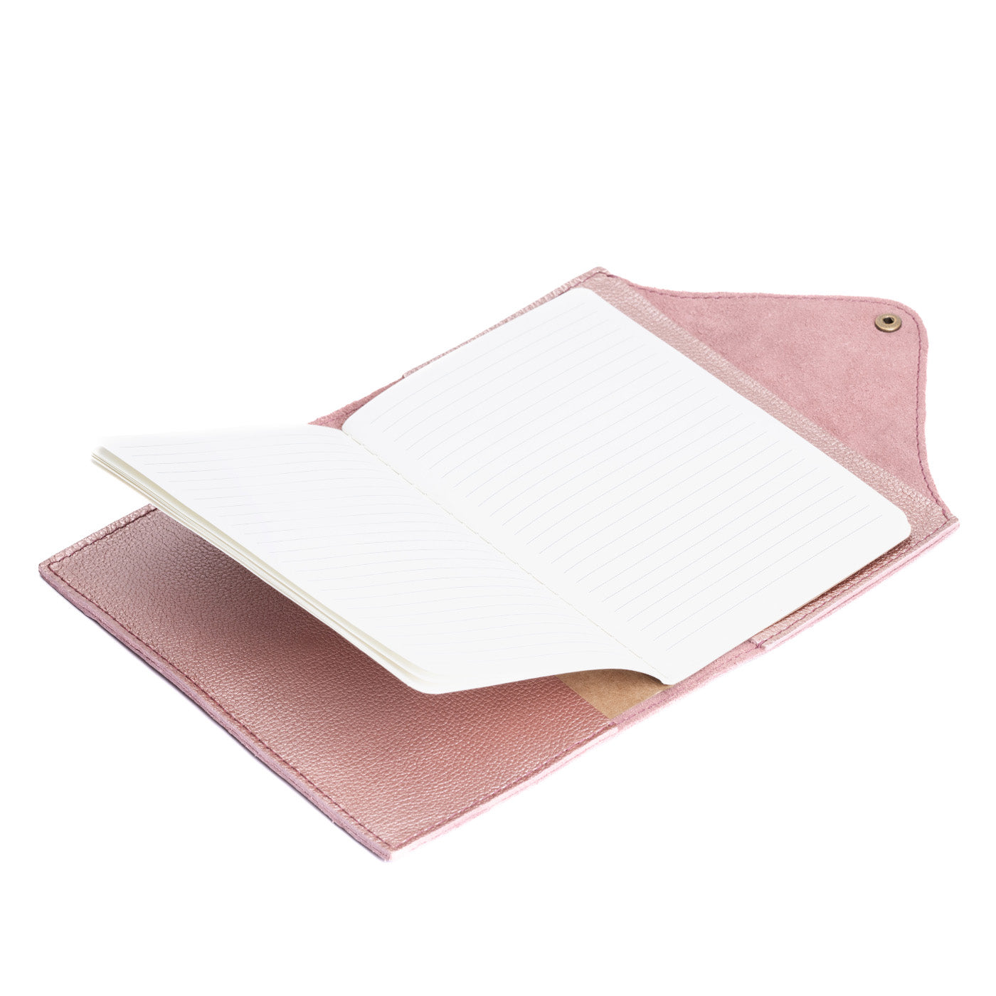 Refillable Leather Snap Journal with Pocket – Cream Paper