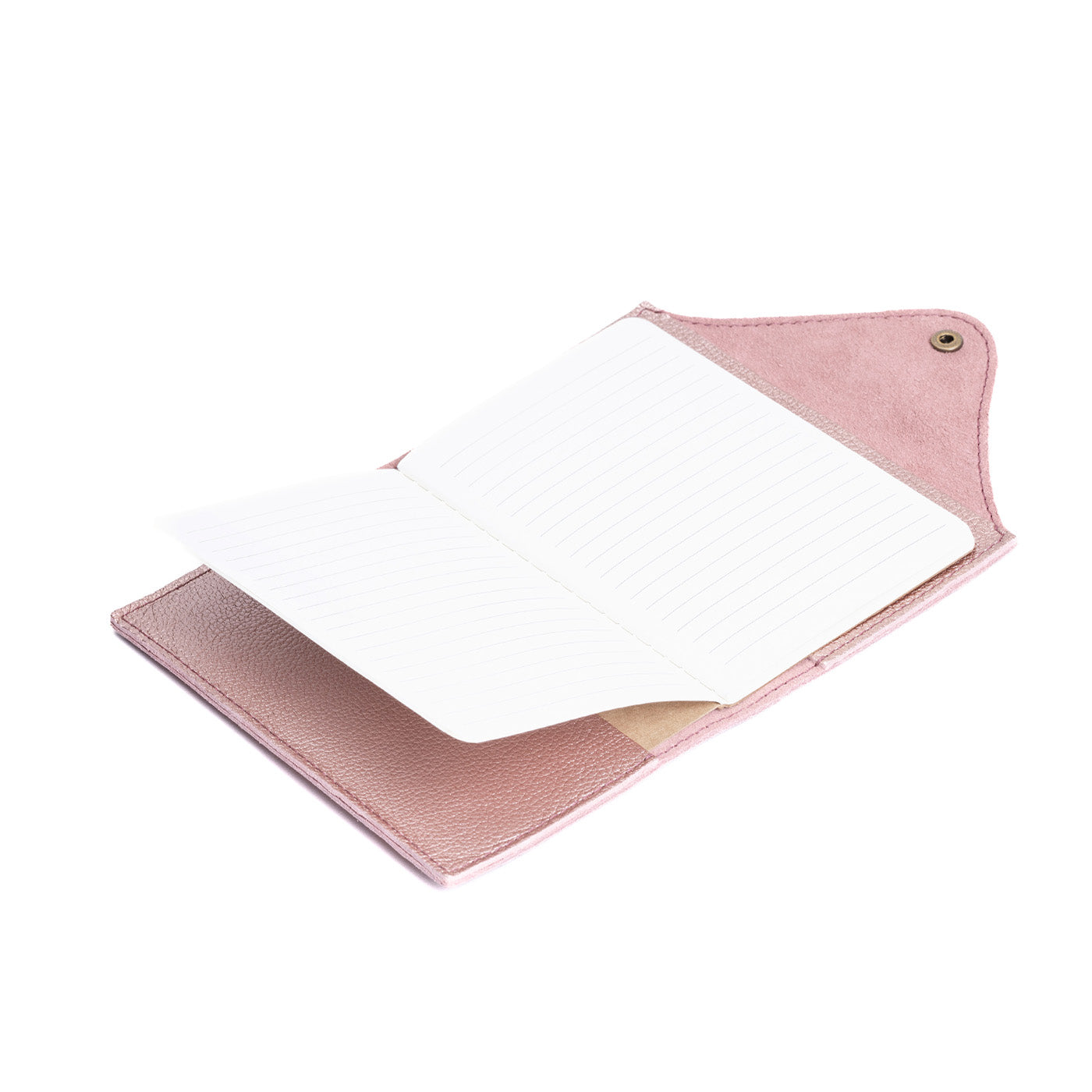 Refillable Leather Snap Journal with Pocket – Cream Paper