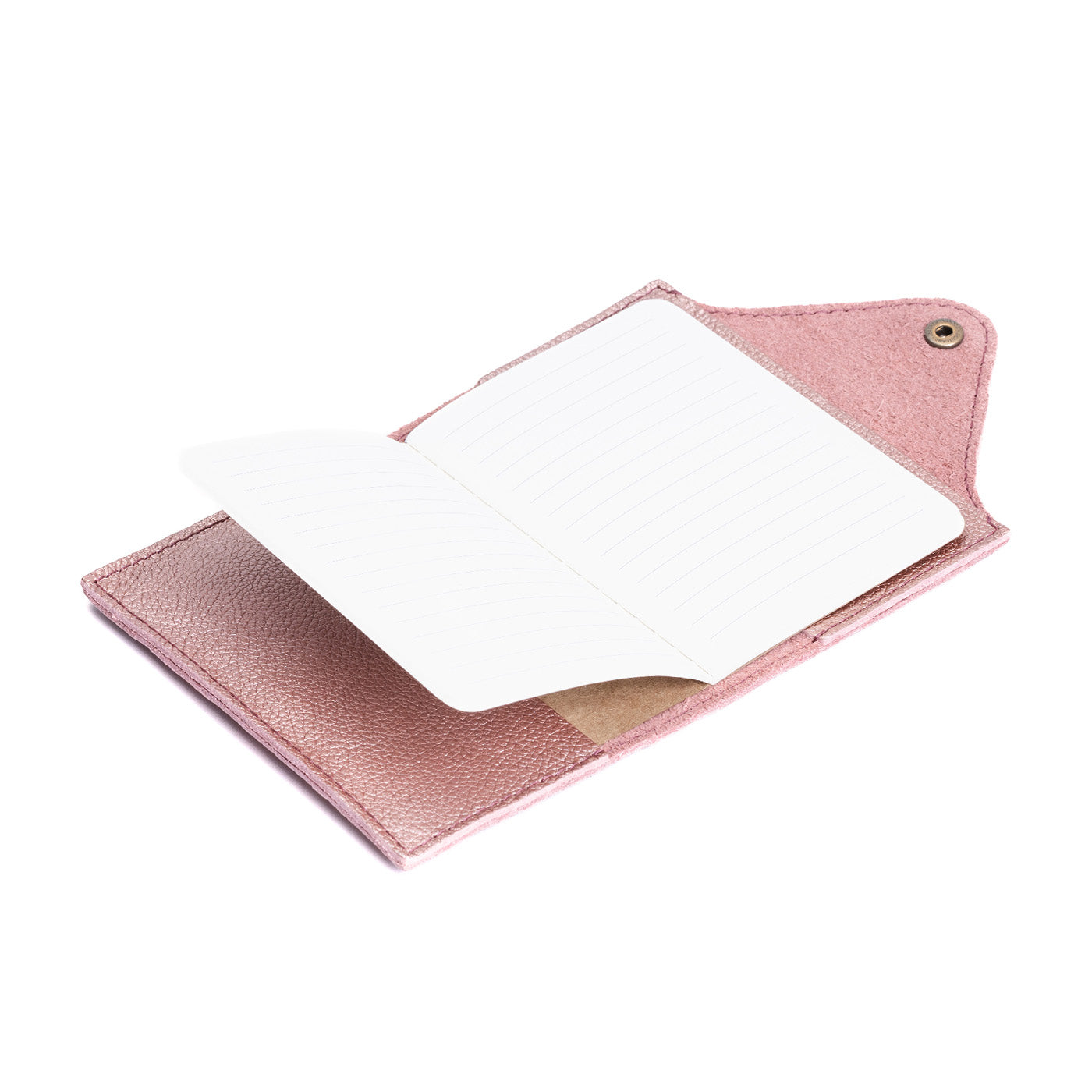 Refillable Leather Snap Journal with Pocket – Cream Paper