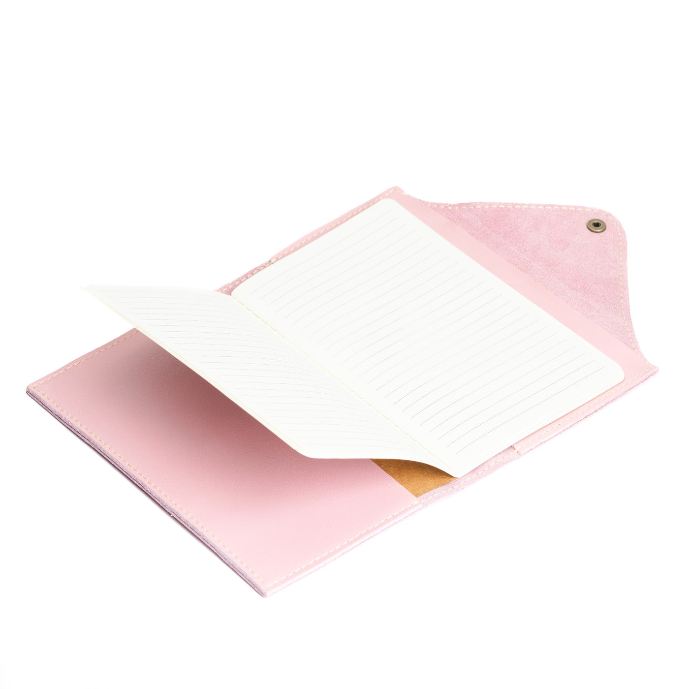 Refillable Leather Snap Journal with Pocket – Cream Paper