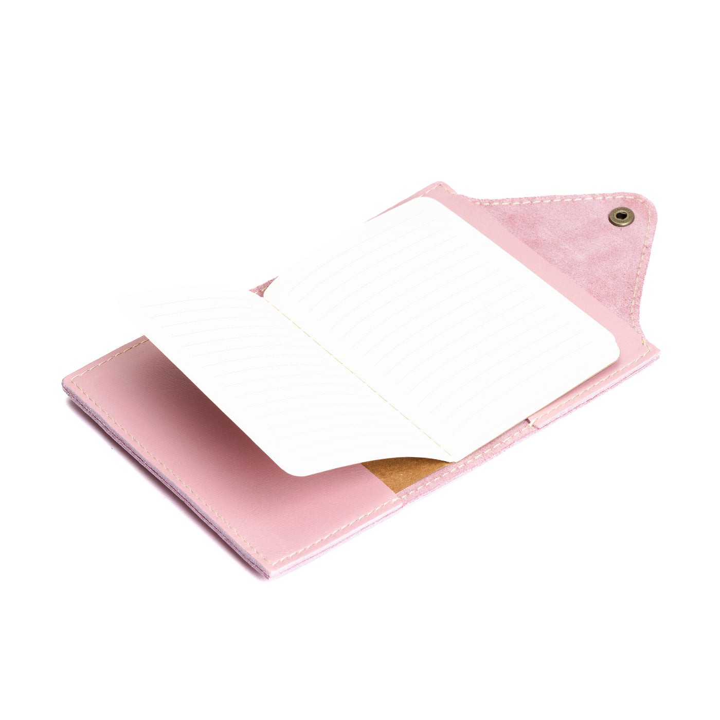 Refillable Leather Snap Journal with Pocket – Cream Paper