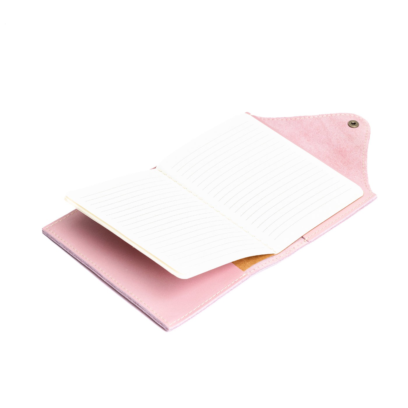 Refillable Leather Snap Journal with Pocket – Cream Paper