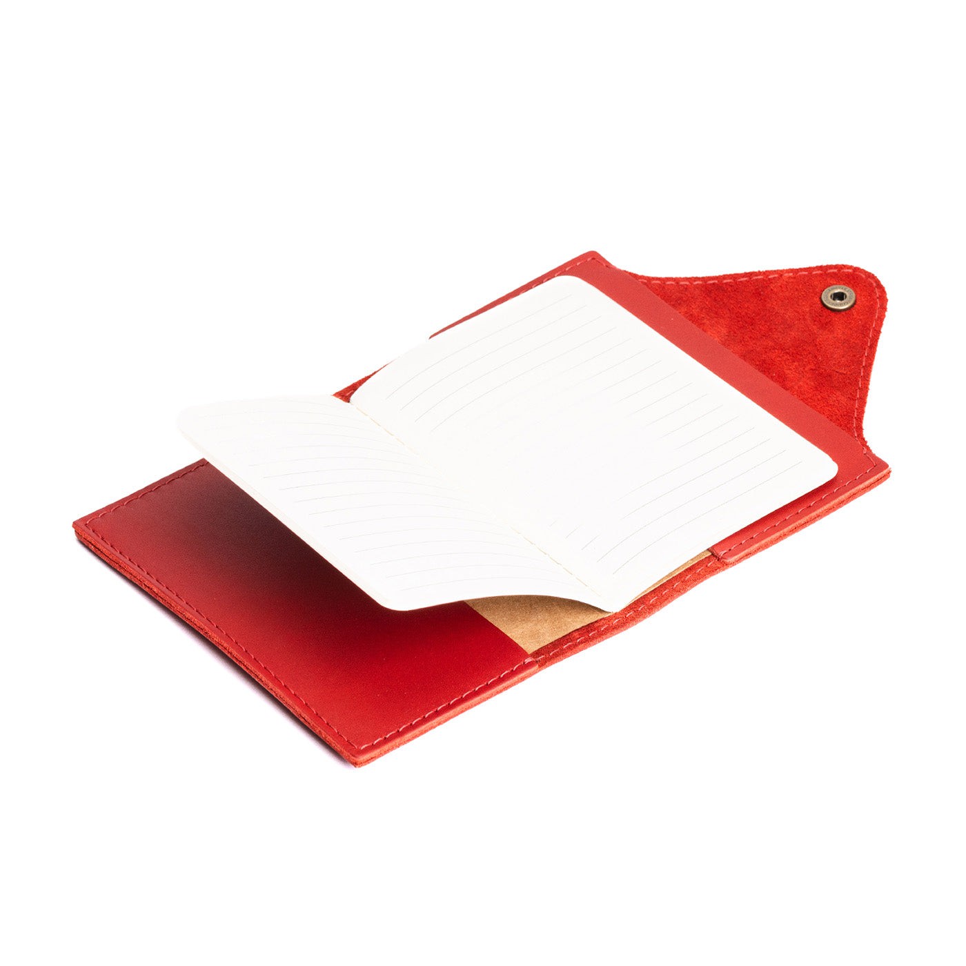 Refillable Leather Snap Journal with Pocket – Cream Paper
