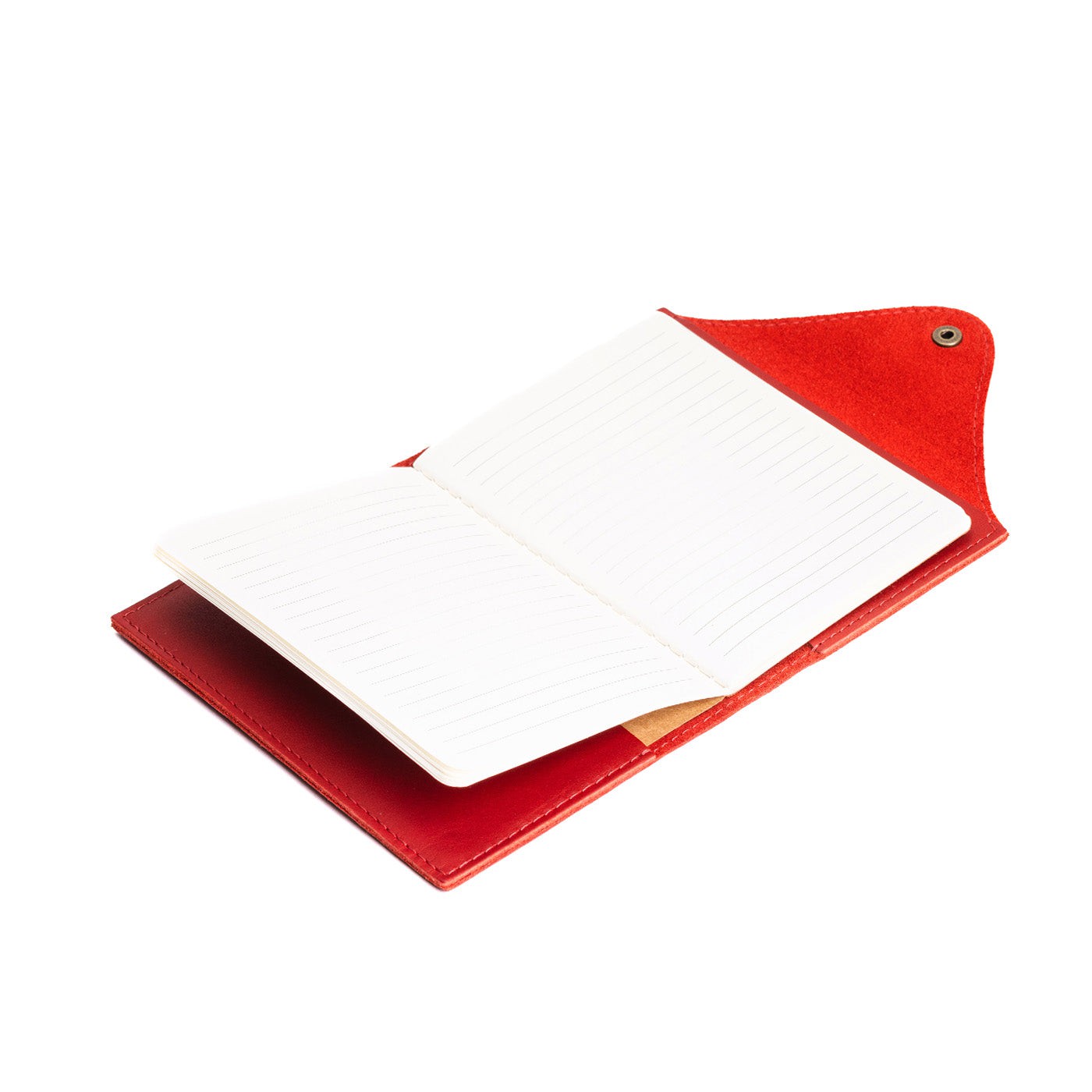 Refillable Leather Snap Journal with Pocket – Cream Paper