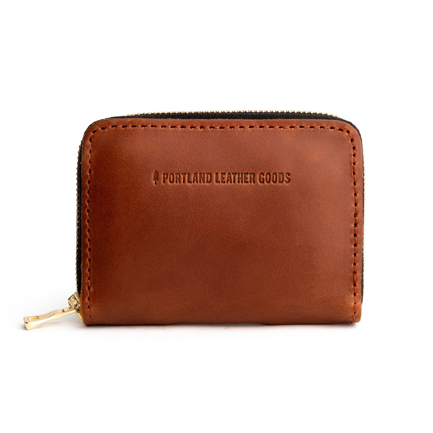Compact Leather Zip Wallet with Card Slots & Coin Pocket