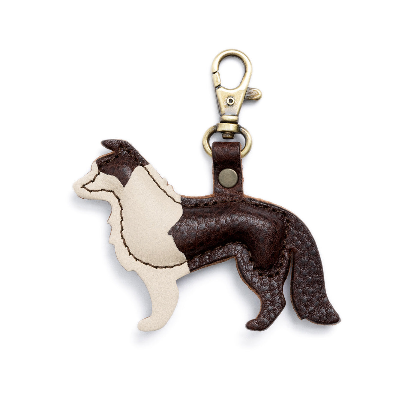 Leather Dog Keychain with Swivel Clasp - Pepper Design
